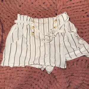 Striped White Women's Shorts